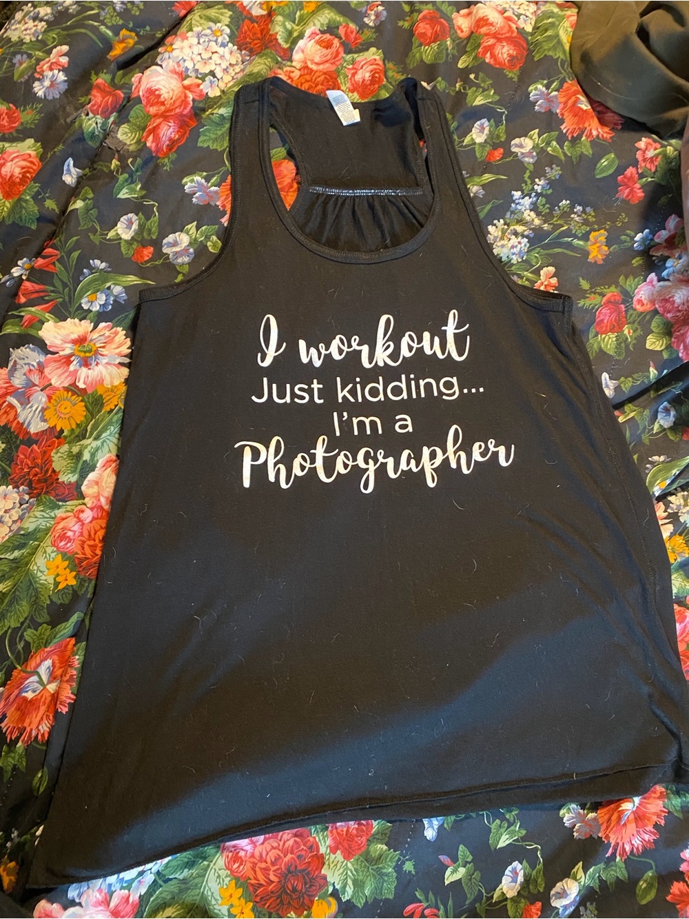 Funny Photographer Graphic Tank Top - Black with White Text
